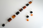 Tortoise Shell Agate and Faceted Black Onyx