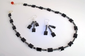 Cubed Hematite and Onyx Necklace